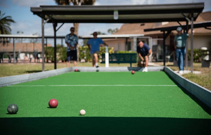 Bocce ball club overall in retirement villages