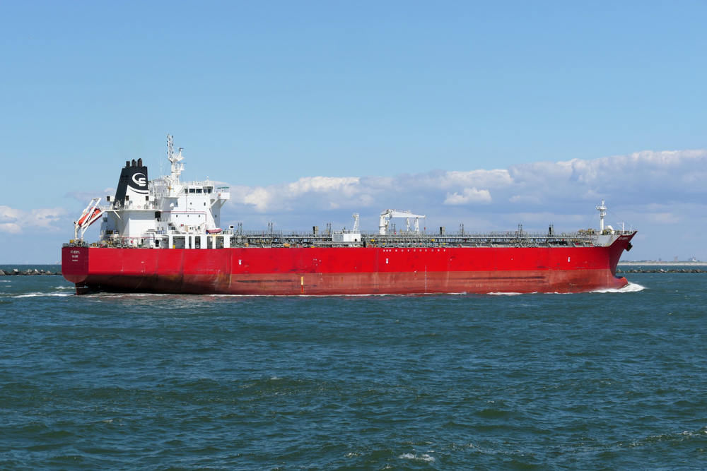 An oil tanker from Scorpio Tankers on the water