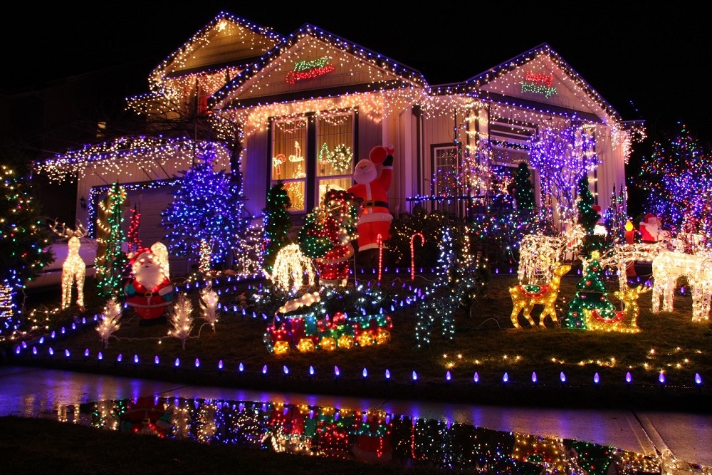 The house pictured here likely spent a lot on these holiday decorations