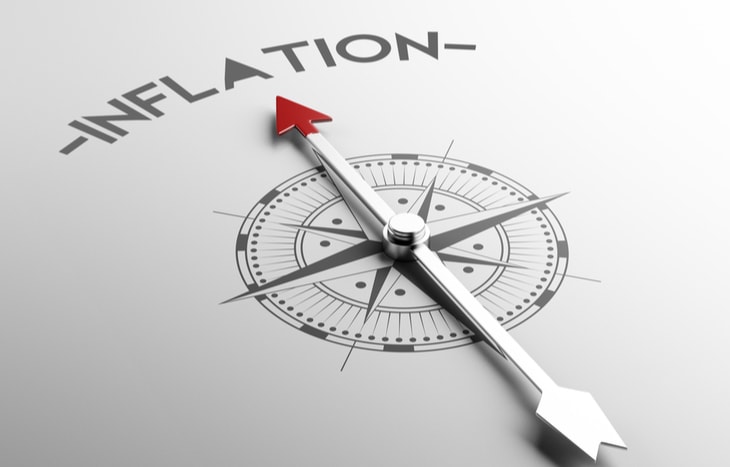 A compass pointing to the word inflation