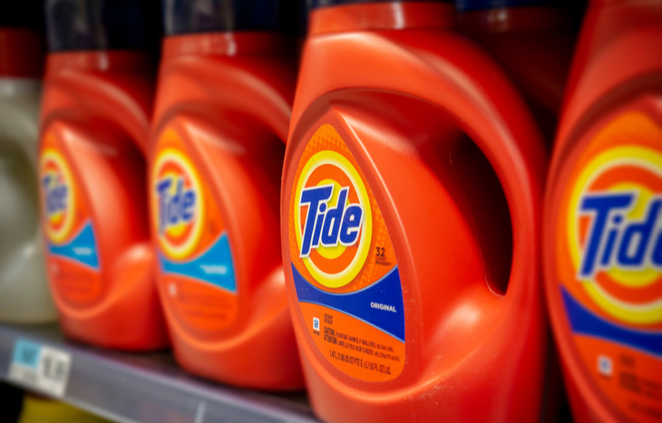 a shelf of tide laundry detergent provide by pg stock