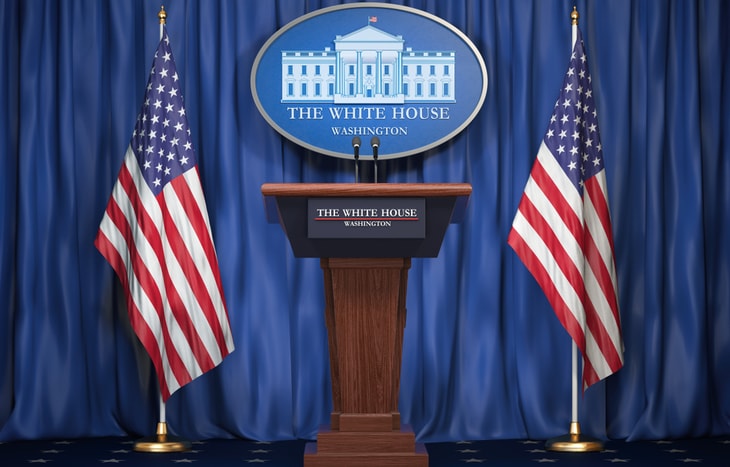 The briefing podium for the President at the White House.