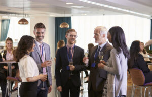 Networking at an investment seminar