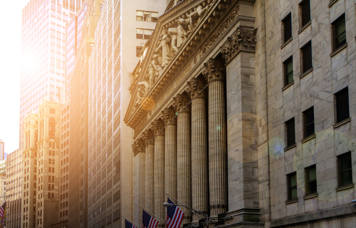 The entrance to a stock market in New York