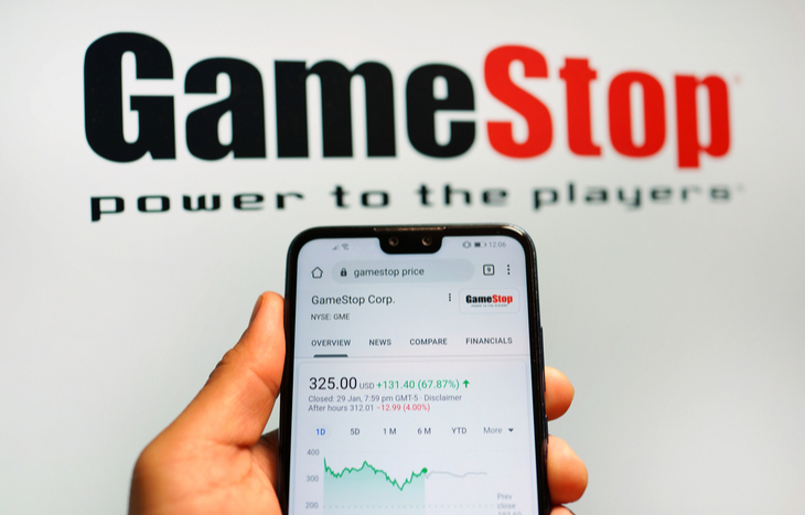 GameStop stock forecast on a phone